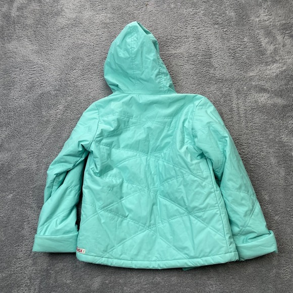Roxy Jacket Women Large Green Lined Coat Insulated Hooded Snowboard Ski Full Zip - Picture 7 of 9